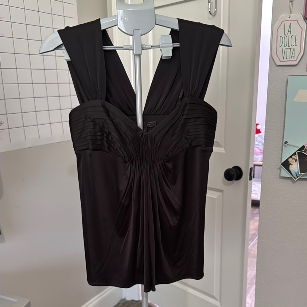BCBGMaxAzria Black Sleeveless Ruched top NWOT